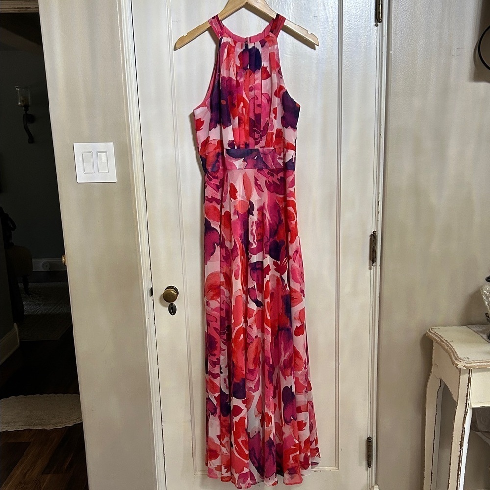 Eliza J Vibrant Pink and Purple Maxi Dress